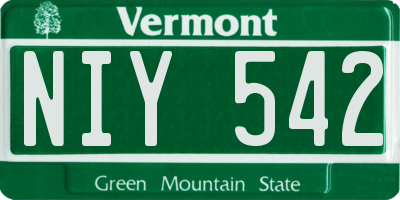 VT license plate NIY542