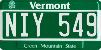 VT license plate NIY549