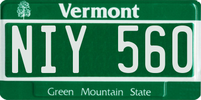 VT license plate NIY560