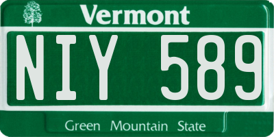 VT license plate NIY589