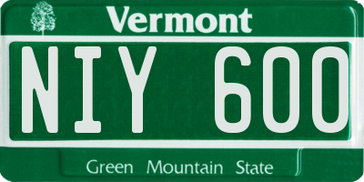 VT license plate NIY600
