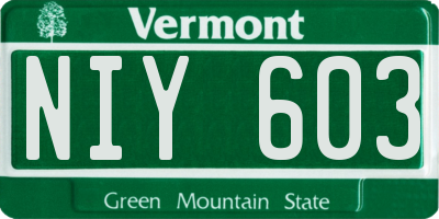 VT license plate NIY603
