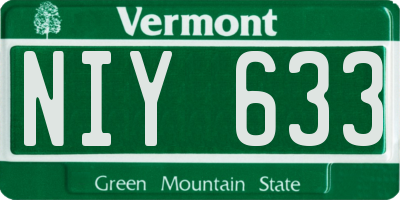 VT license plate NIY633