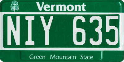 VT license plate NIY635