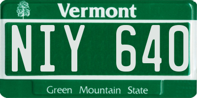 VT license plate NIY640
