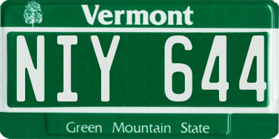 VT license plate NIY644