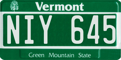 VT license plate NIY645