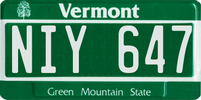 VT license plate NIY647