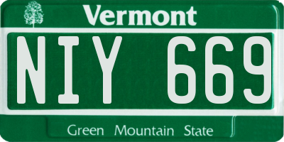 VT license plate NIY669