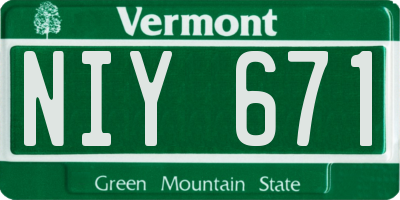VT license plate NIY671