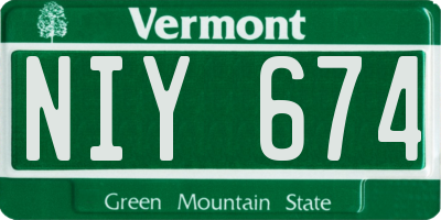 VT license plate NIY674