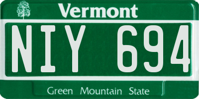 VT license plate NIY694