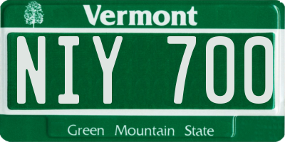 VT license plate NIY700