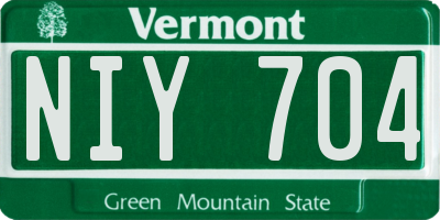 VT license plate NIY704