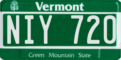 VT license plate NIY720