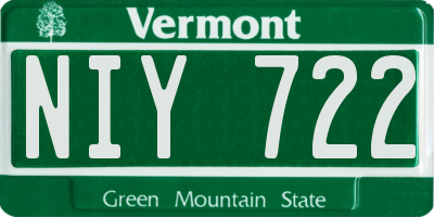 VT license plate NIY722