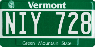VT license plate NIY728