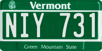 VT license plate NIY731