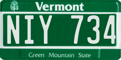 VT license plate NIY734