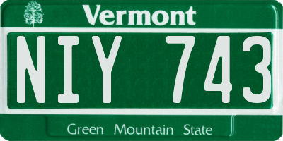 VT license plate NIY743