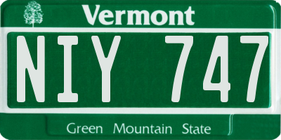 VT license plate NIY747