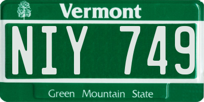 VT license plate NIY749