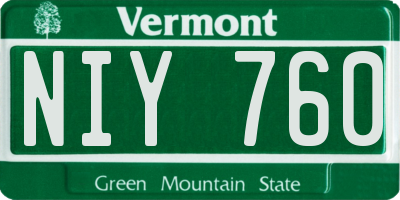 VT license plate NIY760