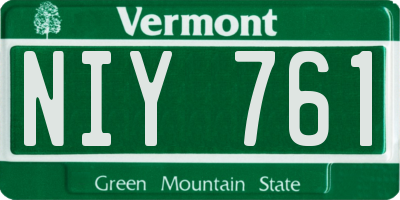 VT license plate NIY761