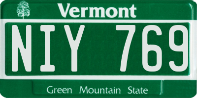 VT license plate NIY769
