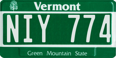 VT license plate NIY774