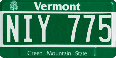 VT license plate NIY775