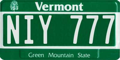 VT license plate NIY777