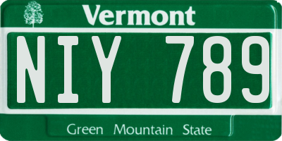 VT license plate NIY789