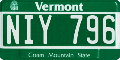 VT license plate NIY796