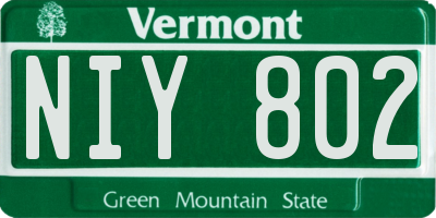 VT license plate NIY802
