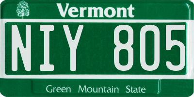 VT license plate NIY805