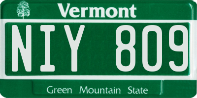 VT license plate NIY809