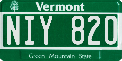 VT license plate NIY820