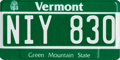 VT license plate NIY830