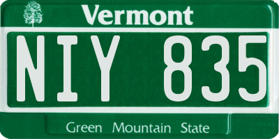 VT license plate NIY835