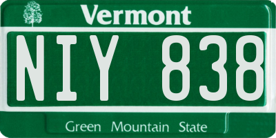 VT license plate NIY838