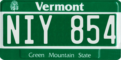 VT license plate NIY854