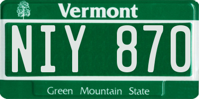 VT license plate NIY870