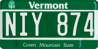 VT license plate NIY874