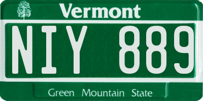 VT license plate NIY889