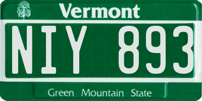 VT license plate NIY893