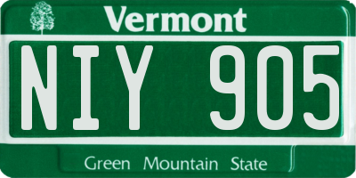 VT license plate NIY905