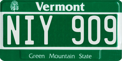 VT license plate NIY909