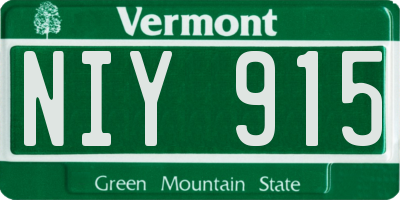 VT license plate NIY915