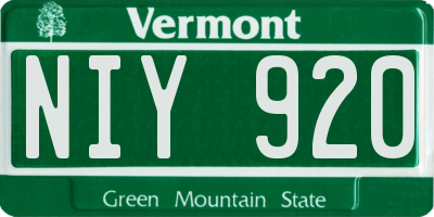 VT license plate NIY920